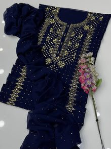 Indian Golden Mukesh Work Chiffion 2 Pc Dress 👗