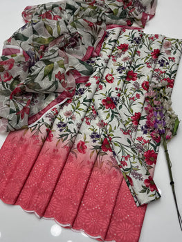 Shiffile Chikankari Embroidery 🪡 Digital Printed Swiss Lawn 3 Pc 👗