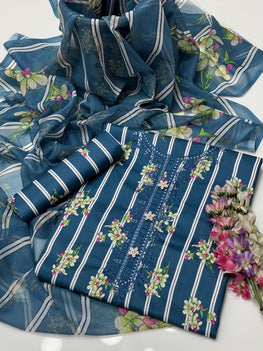 Beautiful Chikankari & Sequence Work 🧵 Digital Printed Lawn 3 Pc Dress 👗